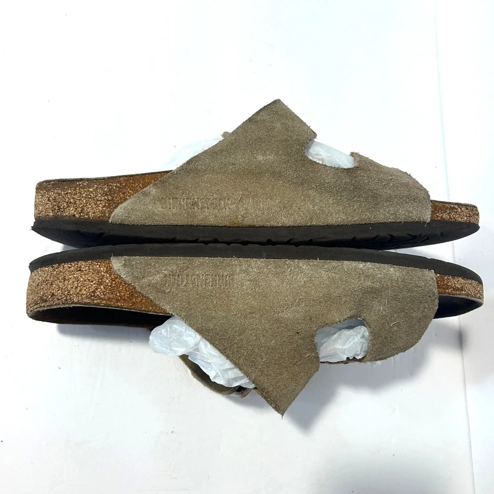 Birkenstock Arizona Sandals Mens 9-9.5 42 Brown Good Suede Double Strap Slides